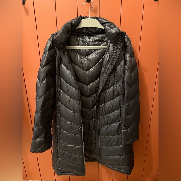 Calvin Klein Women's Charcoal Puffer Coat - Picture 1 of 3